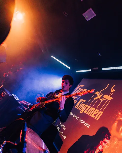 Playing bass at a concert